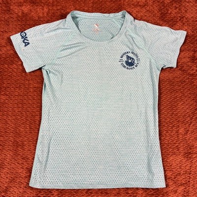 Rabbit Western States Endurance Run Shirt Womens Small Blue Hoka Running Mesh