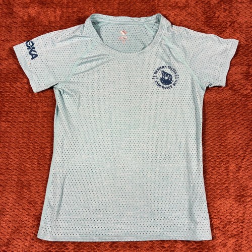 Rabbit Western States Endurance Run Shirt Womens Small Blue Hoka Running Mesh