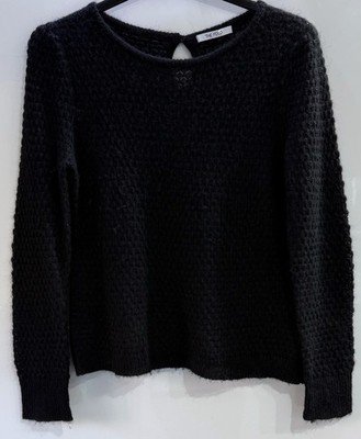 THE FOLD Black Textured Knit Jumper Size M Alpaca Wool Blend Smart Casual