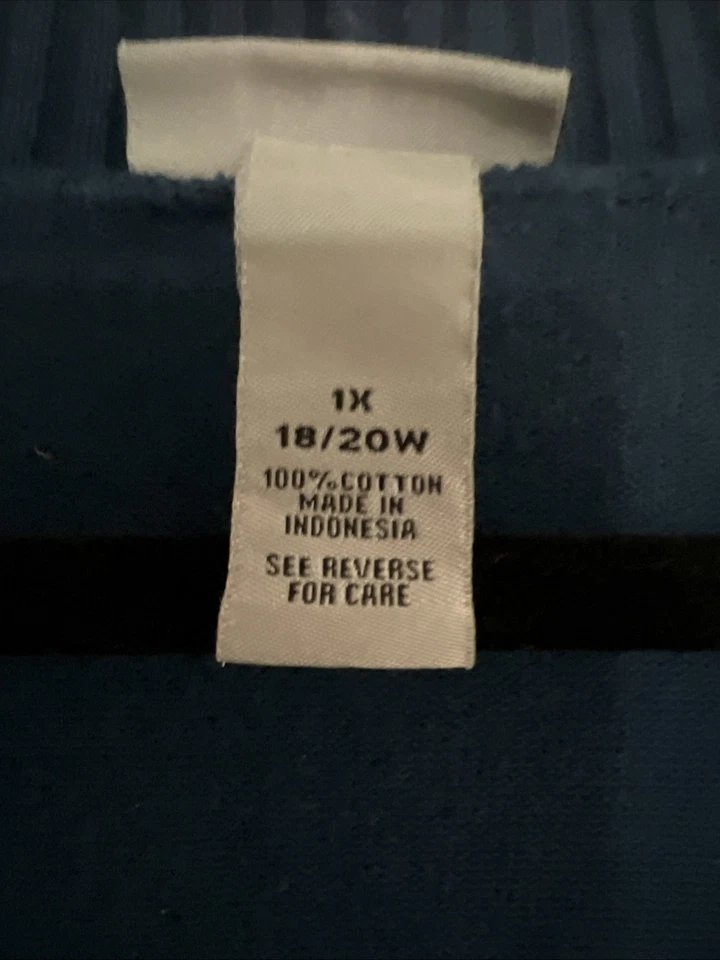 Catherines Women's Open Front Cardigan Navy Blue, 1X     100 Cotton 3/4 Sleeves - Image 2 of 4