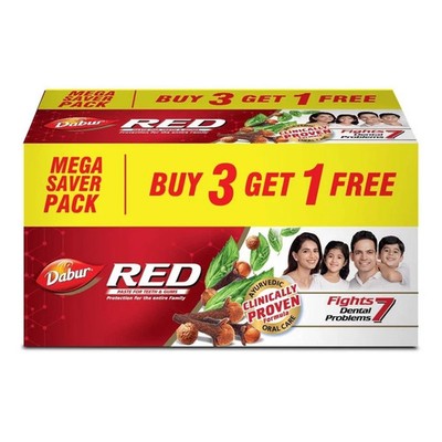 Dabur Red 600g (150g x 4, Pack of 4) Toothpaste - India's No.1 Ayurvedic Paste