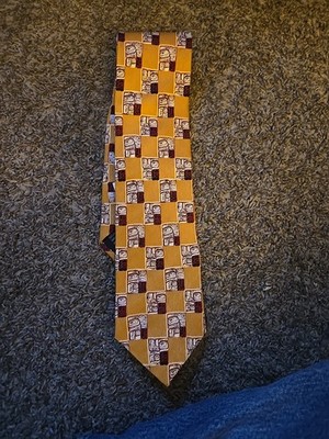 Boxelder Tie Tribal Art of the Northwest Coast Silk Abstract Art Yellow Red