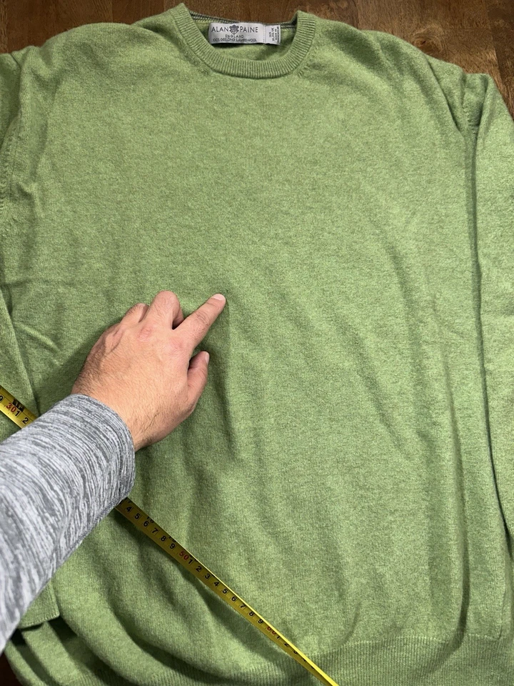 Alan Paine Women’s Sweater XL 100% Wool Light Green – Classic Knit Pullover - Image 3 of 4