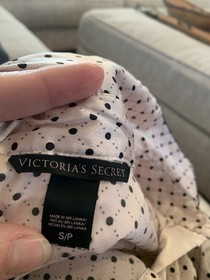 Victoria&rsquo;s Secret Second Skin Satin Pajama Set 2pc Size S/P Ivory W/black Dots