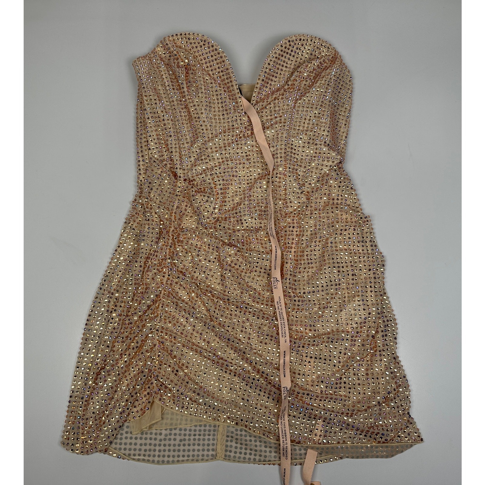 Oh Polly Women's Embellished Mini Dress Champagne Size 10 NWT #108B
