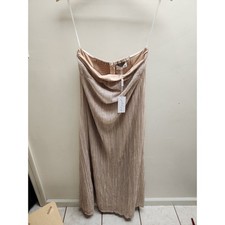 petal and pup Farley Strapless Maxi Dress Rose Gold Stripe Shimmer Size M