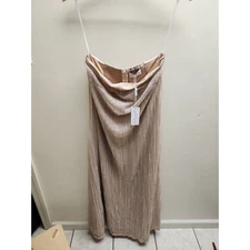petal and pup Farley Strapless Maxi Dress Rose Gold Stripe Shimmer Size M