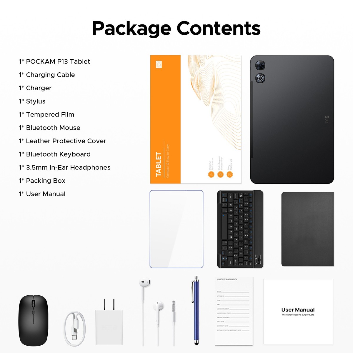 POCKAM P13 タブレット 13.4インチ 8＋40GB 12000mAh POCKAM P13 Android 16 Tablet 13.4 inch Tablet 48GB+128GB 12000mAh