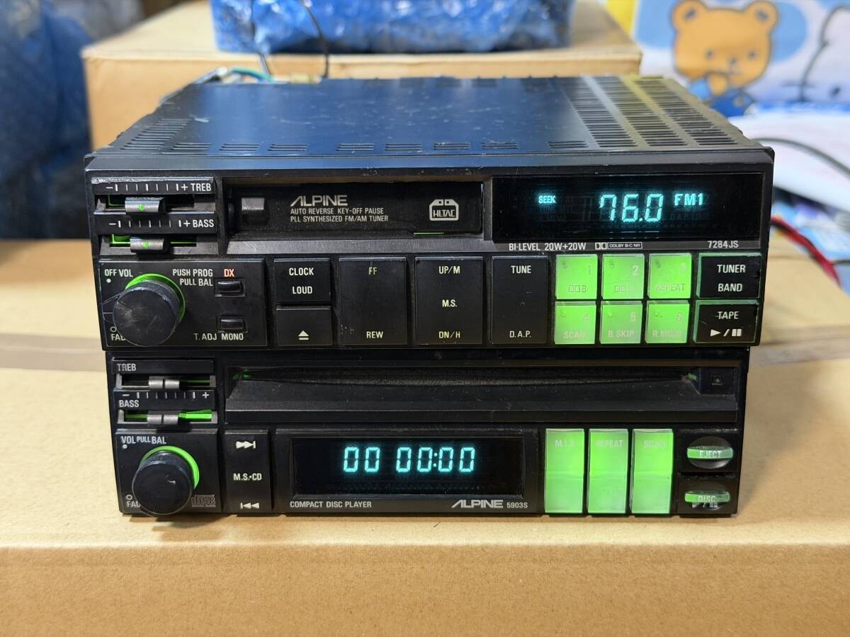 Rare Vintage Alpine 7284JS 5903S 1DIN+1DIN CD Cassette Player JDM