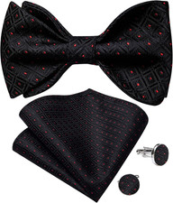 Men Bow Tie Paisley Striped Self-Bow Tie for Men and Silk Woven Bowtie Pocket Sq
