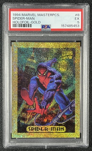 SPIDER-MAN PSA 5 1994 FLEER MARVEL MASTERPIECES #8 GOLD HOLOFOIL 5453