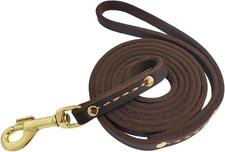 Leather Dog Leash 6 ft x 1/2 inch Heavy Duty Genuine Leather Dog Training Leash