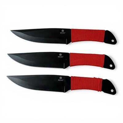 3pc Throwing Knife Set 10  440 Stainless Full Tang Tactical w Sheath