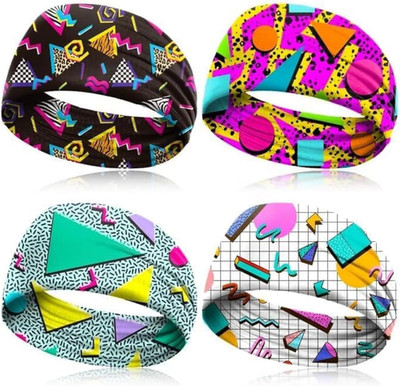 4 Pack 80S 90S Neon Headbands Outfit Accessories for Women Men Retro Vintage Fas
