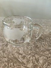 Vintage 1970's Nestlé Nascafe Clear Glass with Etched World Globe Coffee Mug