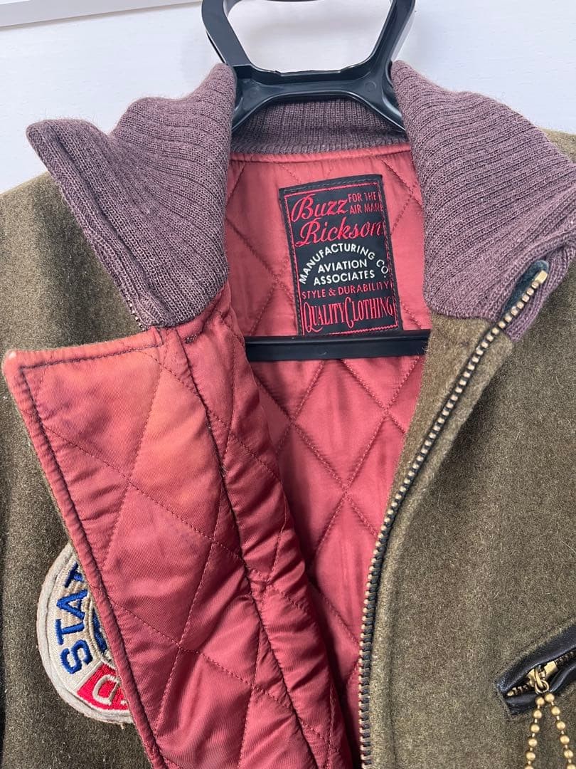 Buzz Rickson's Wool Leather Jacket Embroidered Pa… - image 2