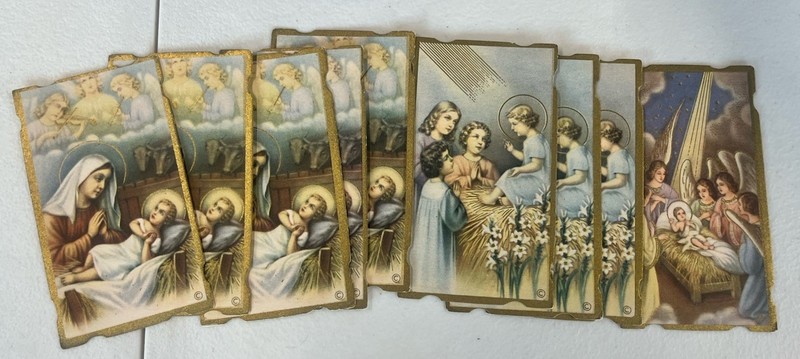 Lot Of 9 VTG 1934 - 38 - Catholic Holy Cards - Beautiful Graphics!