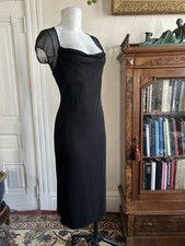 Laundry Shelli Segal VTG 90s Y2K Whimsigoth Black Mesh Dress Cowl Neck sz M/8