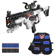 Realistic Toy Automatic Sniper Rifle Tactical Vest Toy Foam Blaster with 120 ...