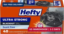 Hefty Ultra Strong 13 Gallon Trash Bags, Black Tall Kitchen Trash Bags 13 Gallon