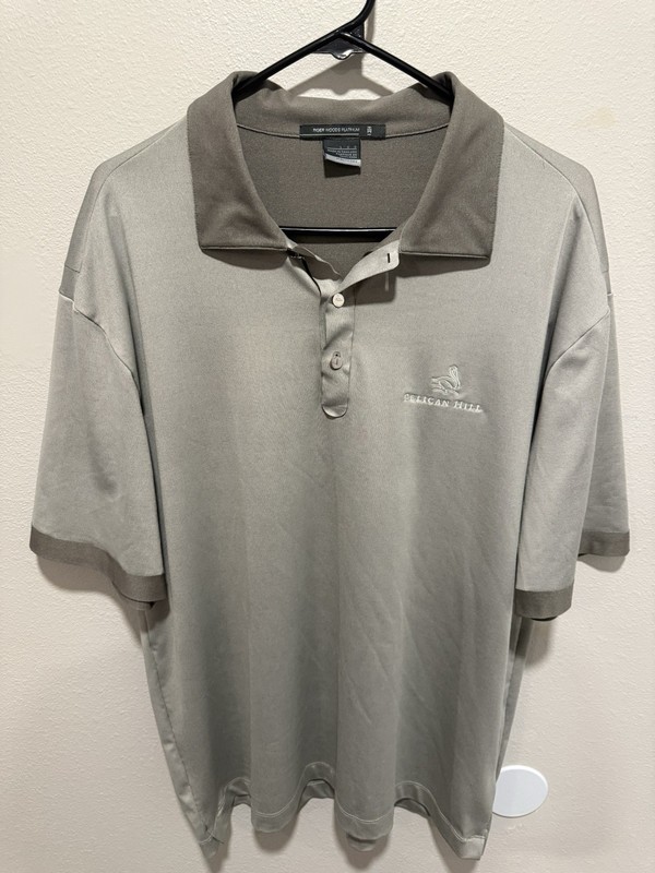 Tiger Woods Men's Gray Polo Shirt Pelican Hill Golf Club Collection Size L Large