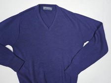 Vintage Puritan Sweater Mens Medium V Neck Blue Made in USA Orlon Acrylic