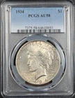 1934 Silver Peace Dollar $1 PCGS AU58