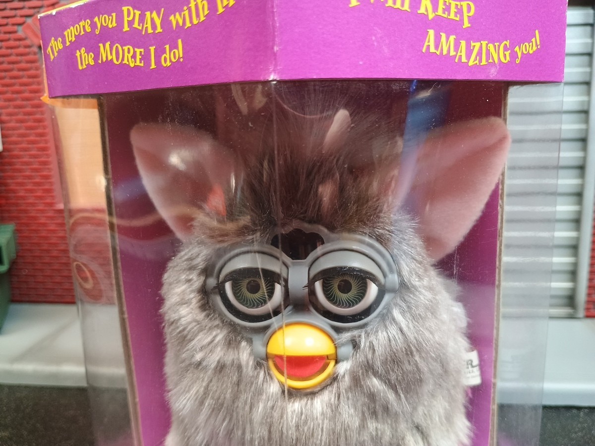 Vintage 1998 Furby Model 70-800 NEW in box Gray Green Eyes Tiger