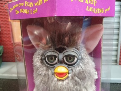 Vintage 1998 Furby Model 70-800 NEW in box Gray Green Eyes Tiger