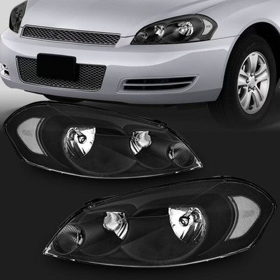 Pair Headlights For 2006-2013 Chevy Impala 2006-2007 Monte Carlo Black w/Bulbs