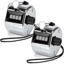 2 PCS Hand Metal Tally Clicker Counter   4 Digit Number Clicker Counter wi
