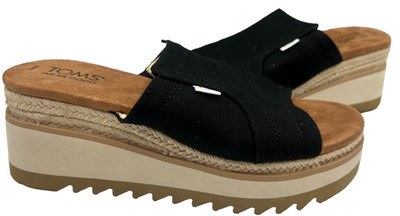 Toms Women's Adria Platform Slip On Slide Wedge Sandals Black/Brown Size:9 152L