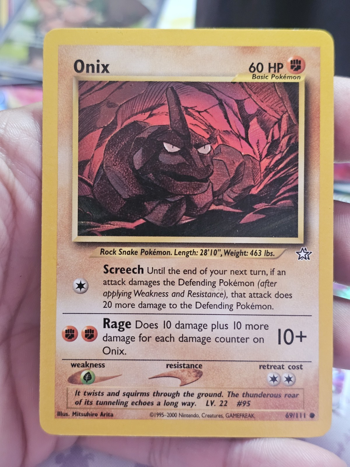 RAW! NM Pokemon TCG - Onix 69/111 Neo Genesis Regular Unlimited
