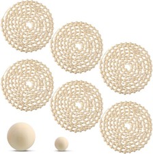 Ceenna 72 Feet Boho Christmas Wood Bead Garland Decor 6 Pcs, Natural Color 