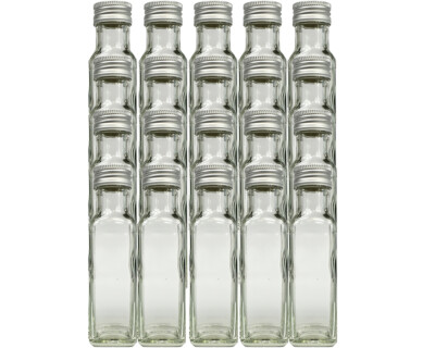 100 Maraska 100 ml leere Glasflaschen Maraska Likörflaschen Flasche Eckig Silber