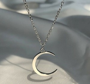 Authentic Women Girl Gold Plated 925 Sterling Silver Delicate Moon Chain Necklace 16-18"