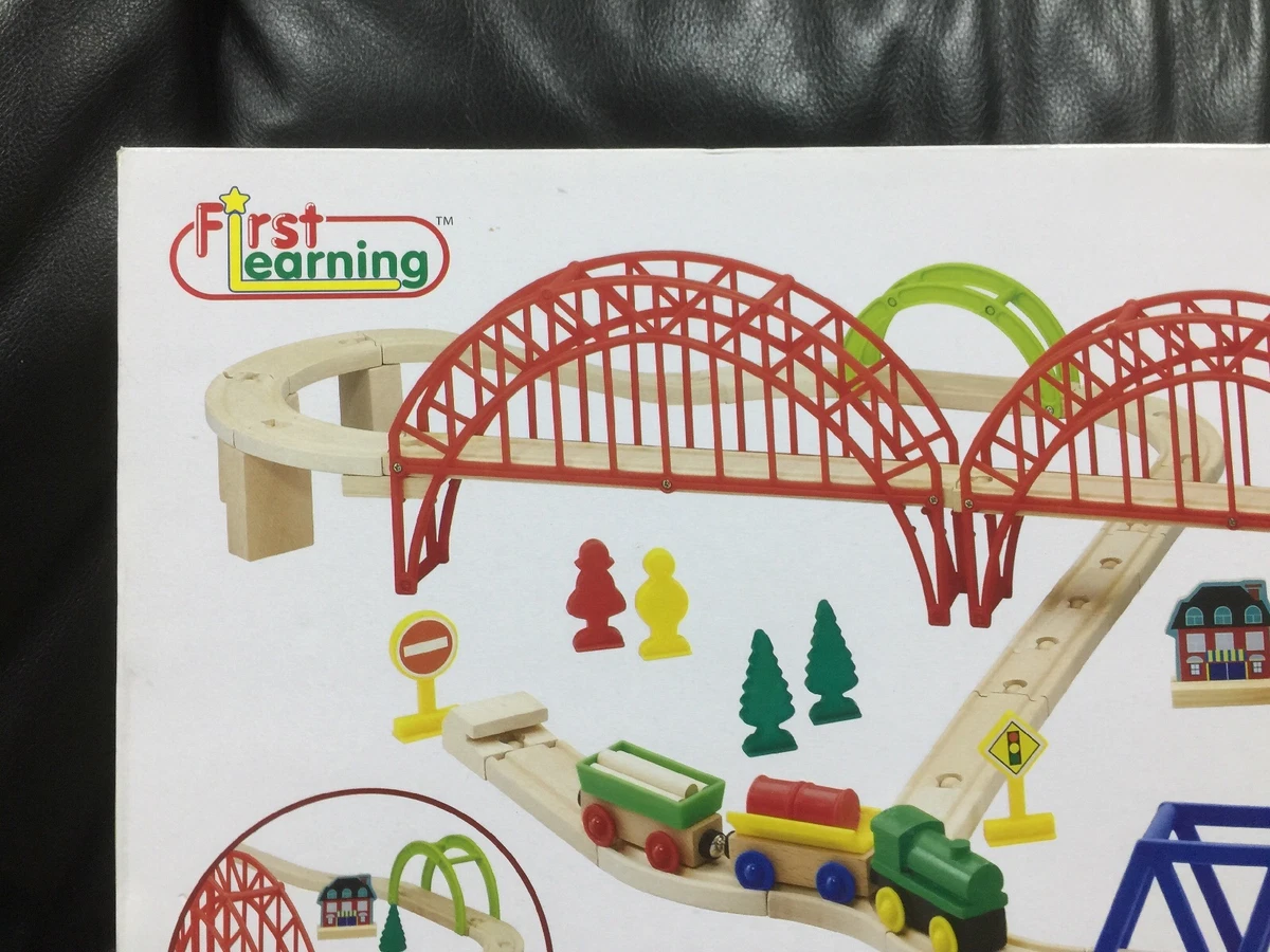 First learning wooden sales train set 60 pieces