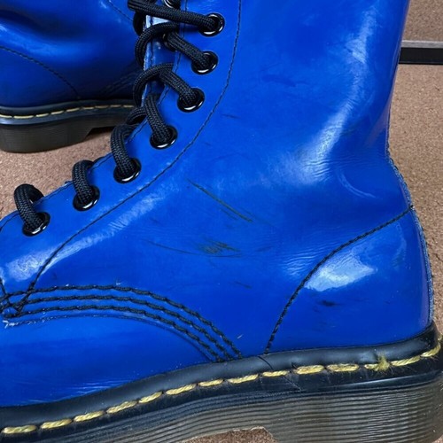 Stivali Dr Martens 1460 in vernice blu royal taglia donna 5/EU 36 - Foto 4 di 9