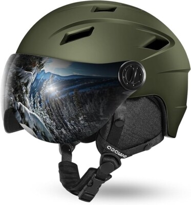 Odoland Skihelm VLT 18% Gläser Visier warm leicht grün - S (54-56CM)