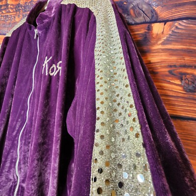 Vintage Y2K KORN Jacket Purple Velour Sequin Giant Red Balls Made 