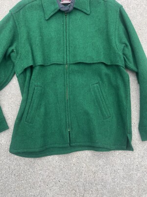 Vintage Johnson Woolen Mills Hunting Jacket Men Wool Plaid Zip Up