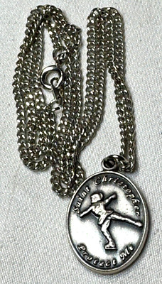 VINTAGE 1970'S STERLING SILVER ICE SKATING ST CHRISTOPHER MEDAL -FREE ...