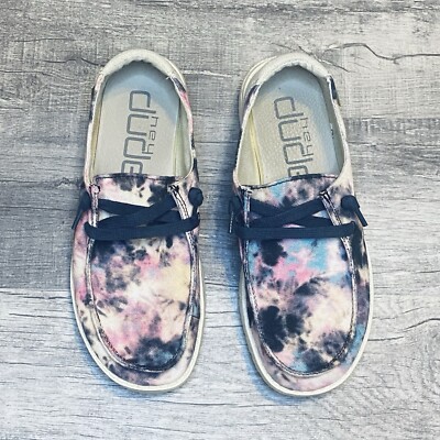 Hey Dude Wendy Tie Dye Navy Pink Canvas Slip On Shoes Womens  display picture 2