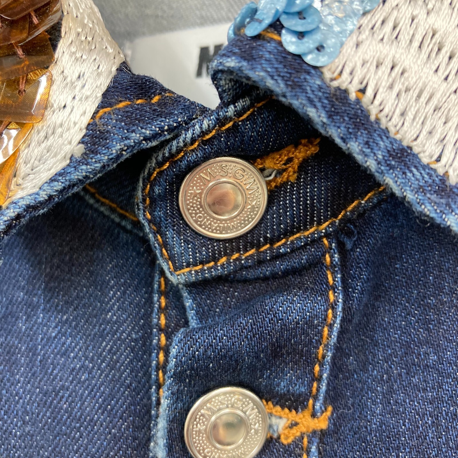 MSGM Jacket Womens 40 Blue Sequin Embroidered Det… - image 6