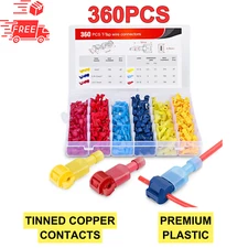 360PCS T-Tap Wire Connectors - Self-Stripping Quick Splice & Male Disconnect Kit