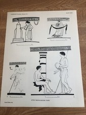 1929 double sided print from fitzwilliam museum - attic white ground vases & red