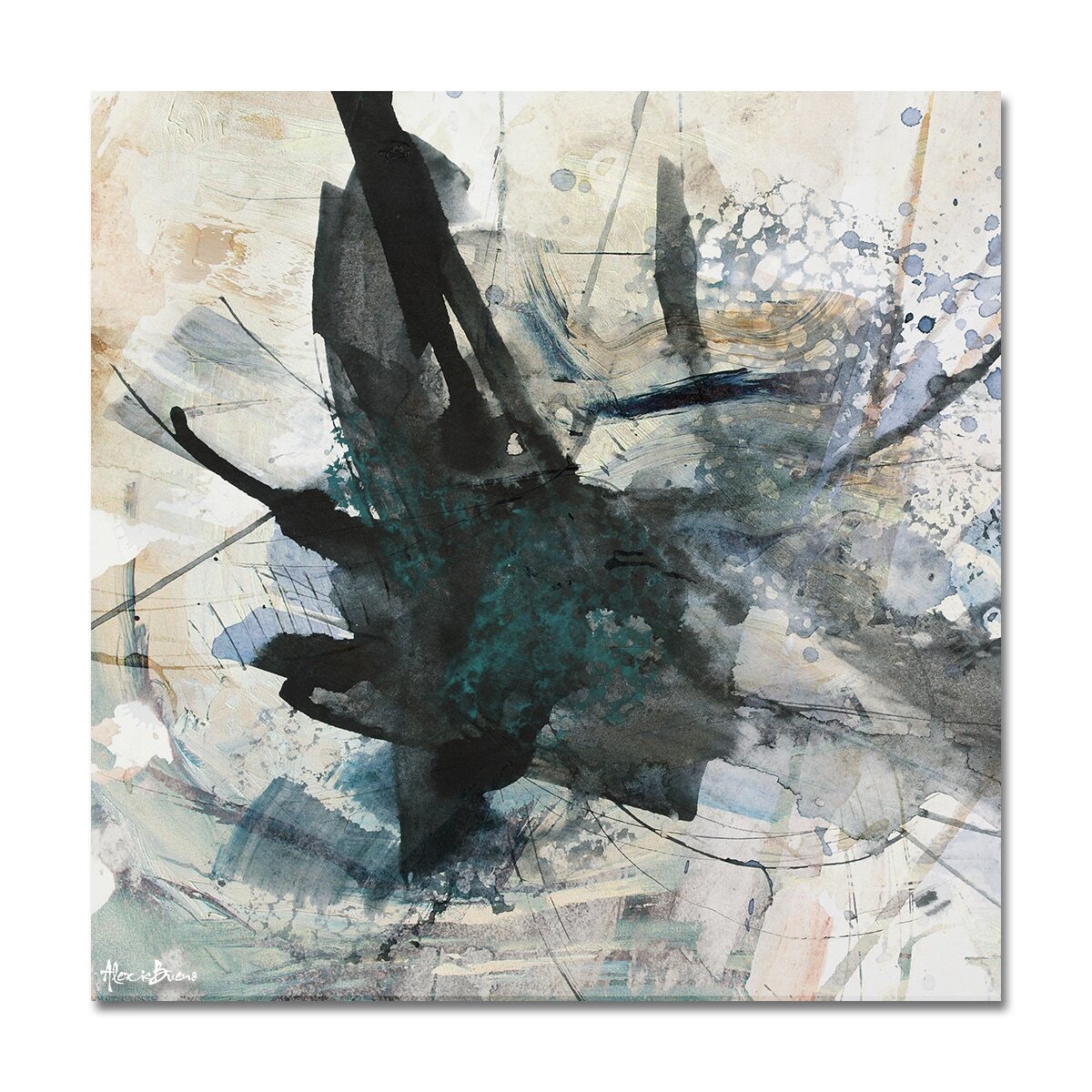 Modern Grey Abstract Canvas Wall Art – 30x30 Inches by Ready2HangArt