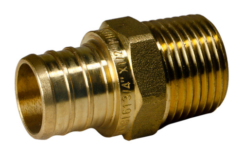25 Pack XFITTING 3/4" Pex B x 1/2" Male NPT Adapter, Pex Crimp MNPT, Lead Free