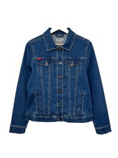 Lee Cooper Womens Trucker Denim Jacket Mid Wash Blue Stretch Regular Size Uk 8