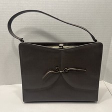 Vintage Air Step Handbag Purse Gray With Bow 1960 s READ